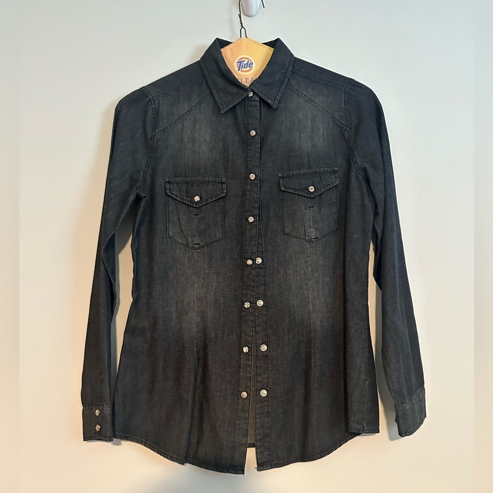 love stitch button down jean shirt